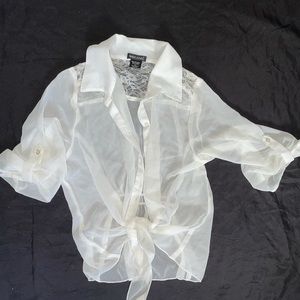 White Lace Blouse/ Dressy Blouse
